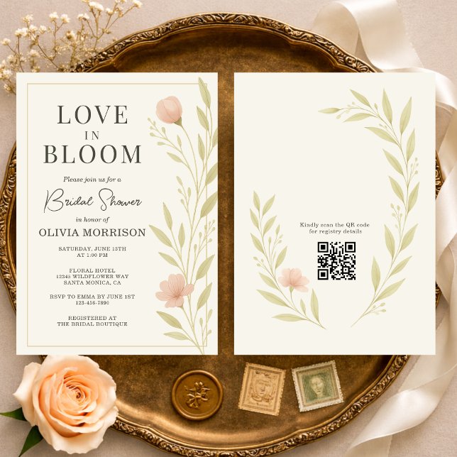 Convites Love in Bloom Wildflower QR Code Bridal Shower (Criador carregado)