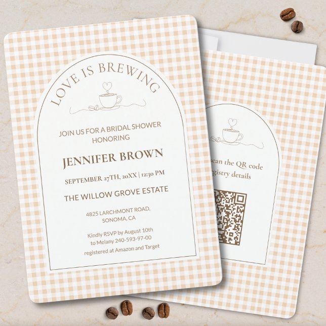 Convites Love Is Brewing Bridal Shower Invitation | Coffee  (Criador carregado)