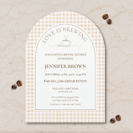 Convites Love Is Brewing Bridal Shower Invitation | Gingham
