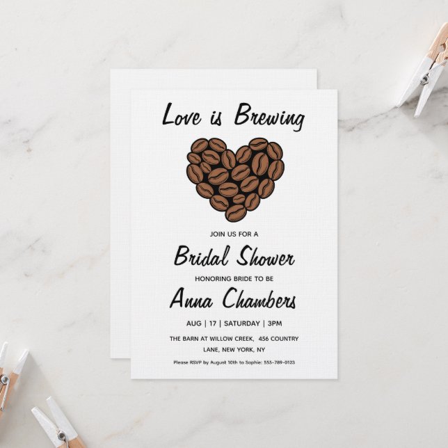 Convites love is brewing bridal shower invitations (Frente/Verso In Situ)