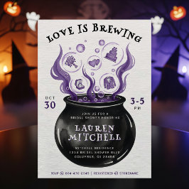 Convites Love is Brewing Cauldron Halloween Bridal Shower