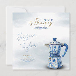 Convites Love is Brewing Chinoiserie blue Bridal Shower Inv