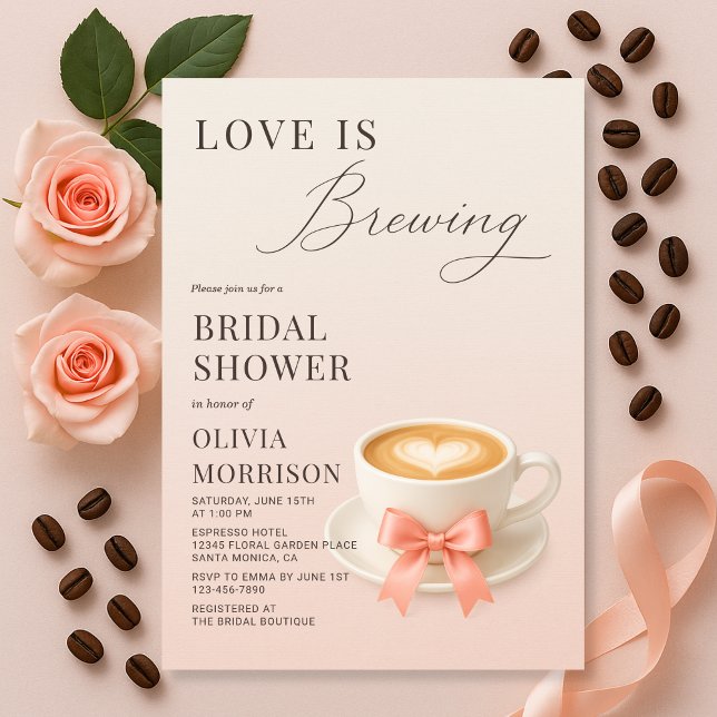 Convites Love is Brewing Coffee Bridal Shower (Criador carregado)