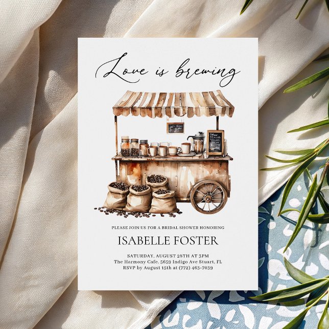 Convites Love is Brewing Coffee Bridal Shower Rustic (Criador carregado)