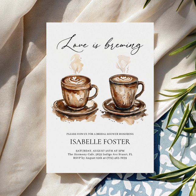 Convites Love is Brewing Coffee Rustic Bridal Shower (Criador carregado)