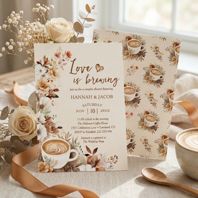 Convites Love is Brewing Couples Coffee Bridal Shower (Criador carregado)