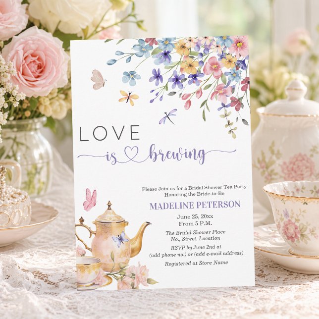 Convites Love is Brewing Dragonfly Bridal Shower Tea Party (Criador carregado)