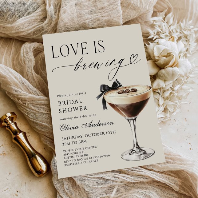 Convites Love is Brewing Espresso Martini Bridal Shower (Criador carregado)
