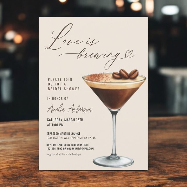 Convites Love is Brewing Espresso Martini Bridal Shower (Criador carregado)
