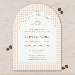Convites Love Is Brewing Gingham Coffee Couples Shower