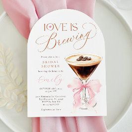 Convites Love is Brewing Pink Bow Bridal Shower 
