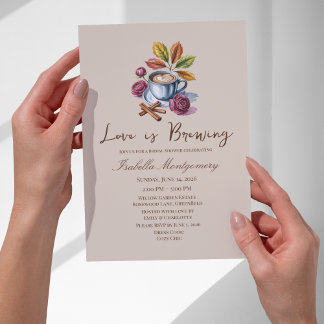 Convites Love Is Brewing Rustic Coffee Bridal Shower