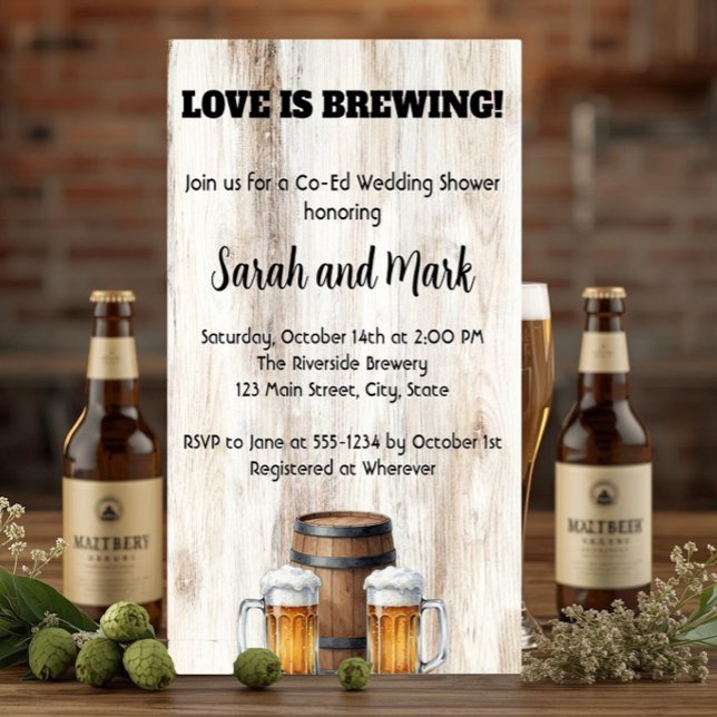 Convites Love is Brewing Rustic Couples Bridal Shower (Criador carregado)
