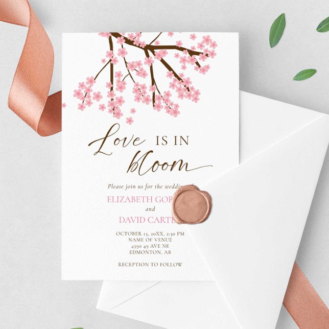 Convites Love is in Bloom Cherry Blossoms Wedding (Criador carregado)