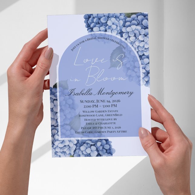 Convites Love Is in Bloom Modern Blue Hydrangea (Love Is in Bloom Modern Blue Hydrangea Invitations
)