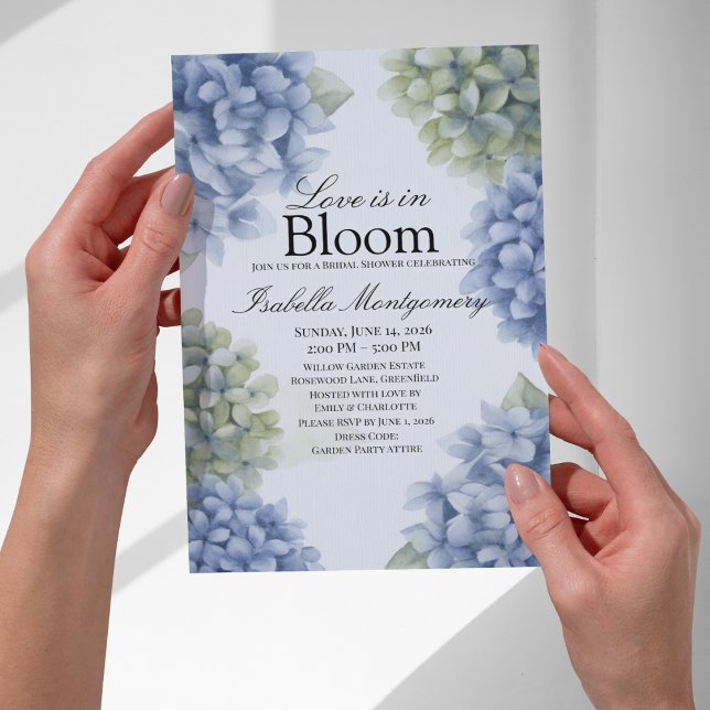 Convites Love Is in Bloom Spring Blue Rustic Hydrangea (Love Is in Bloom Spring Blue Rustic Hydrangea Invitations
)