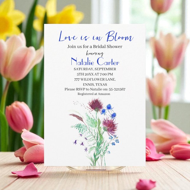 Convites Love is in Bloom Thistle Floral Bridal Shower  (Criador carregado)