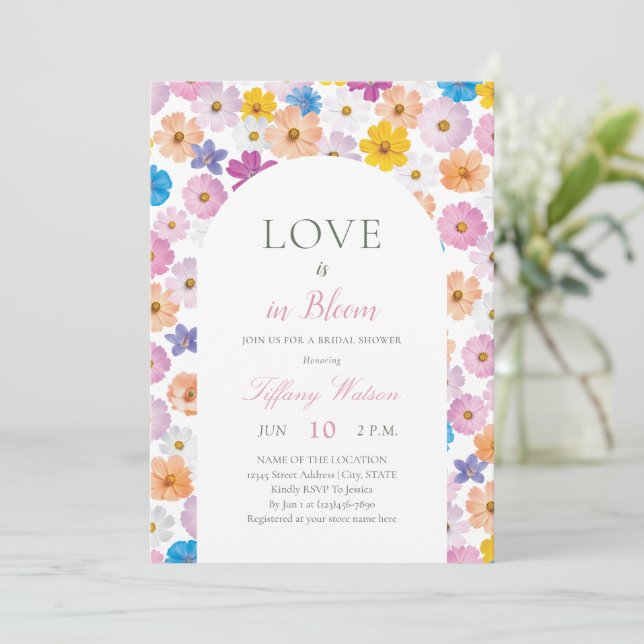 Convites Love is in Bloom Wildflower Garden Bridal Shower (Em pé/Frente)