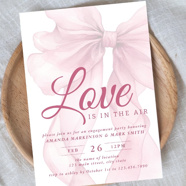 Convites Love Is In The Air Bow Mauve Engagement Party (Criador carregado)
