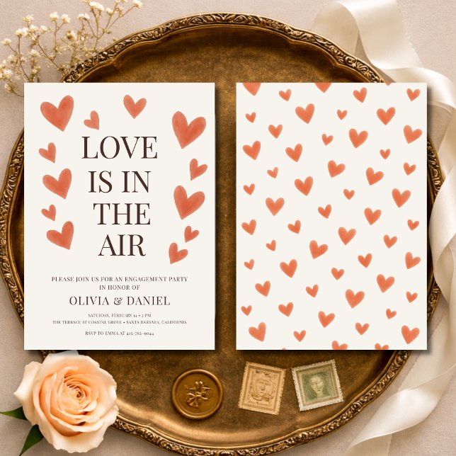 Convites Love is in the Air Hearts Engagement Party (Criador carregado)
