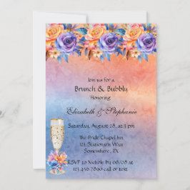 Convites Love is Love Rainbow Floral Brunch & Bubble