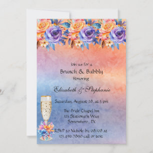 Convites Love is Love Rainbow Floral Brunch & Bubble