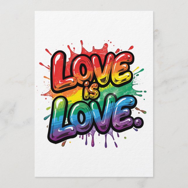 Convites Love Is Love - Rainbow Pride Quote Art  (Frente)