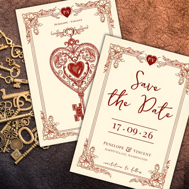 Convites Love Key Love Save the Date Invitation (Criador carregado)
