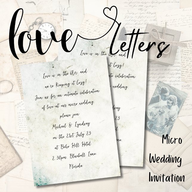 Convites Love Letters MICRO WEDDING Manuscrito (Criador carregado)