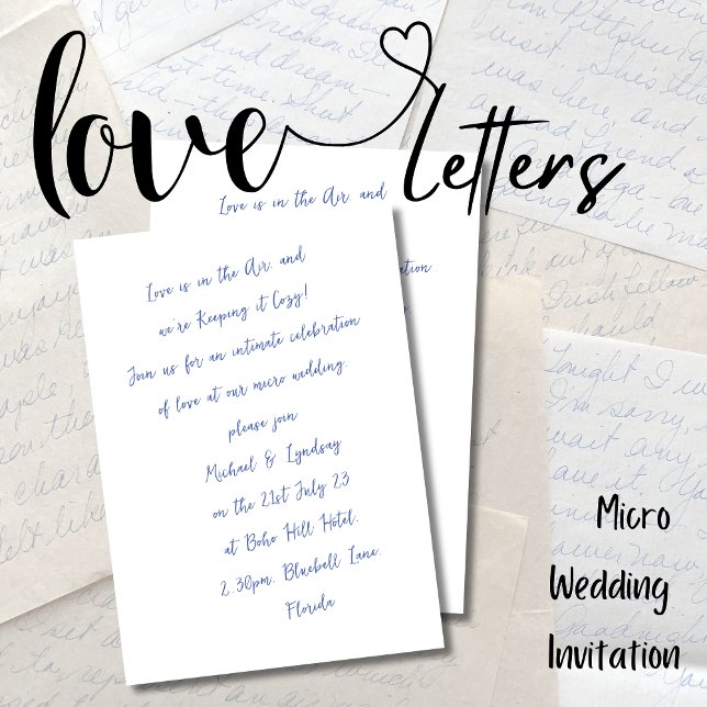 Convites Love Letters MICRO WEDDING Tinta manuscrita (Criador carregado)
