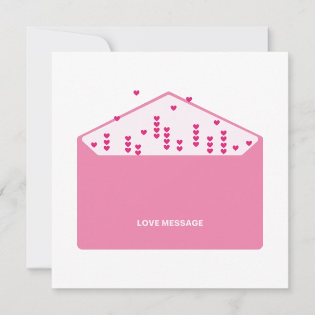 Convites Love Message Pink Hearts Minimalist Cute Funny   (Frente)
