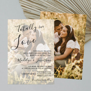 Convites Love Modern Script Photo Overlay Wedding