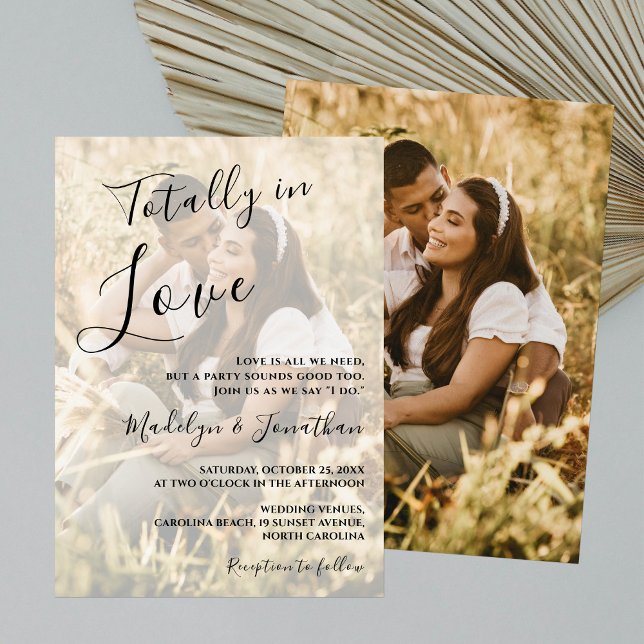 Convites Love Modern Script Photo Overlay Wedding (Criador carregado)