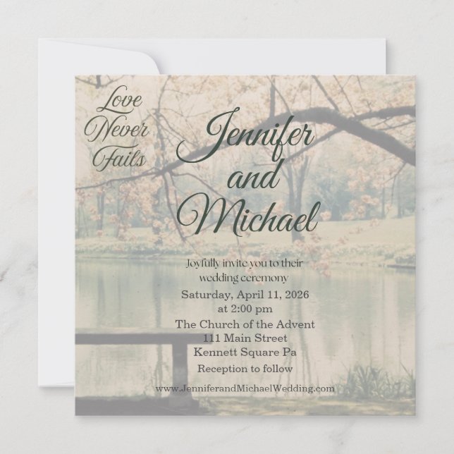 Convites Love Never Fails Photo Wedding Invitation (Frente)