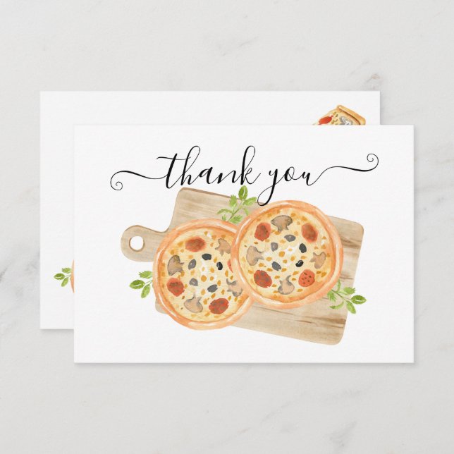 Convites Love & Pizza Thank You Note (Frente/Verso)