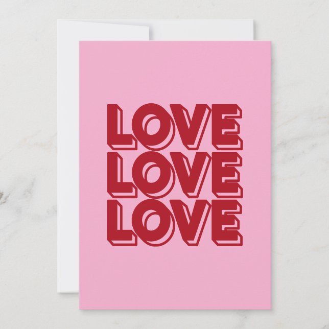 Convites Love Retro Red Typography (Frente)