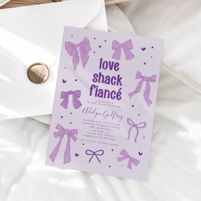 Convites Love Shack Fiance Purple Arco Chá de panela (Criador carregado)