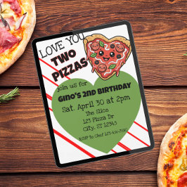 Convites Love You Two Pizzas 2nd Birthday