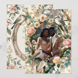 Convites LoveBird Floral Photo Engagement Announcement