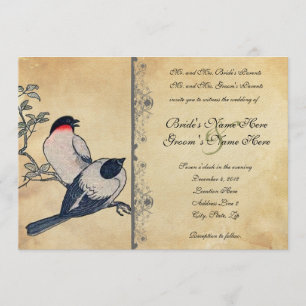 Convites Lovebirds japoneses do vintage que Wedding o