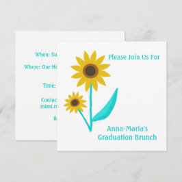 Convites Lovely Hand Drawn Sweet Sunflower Graduation
