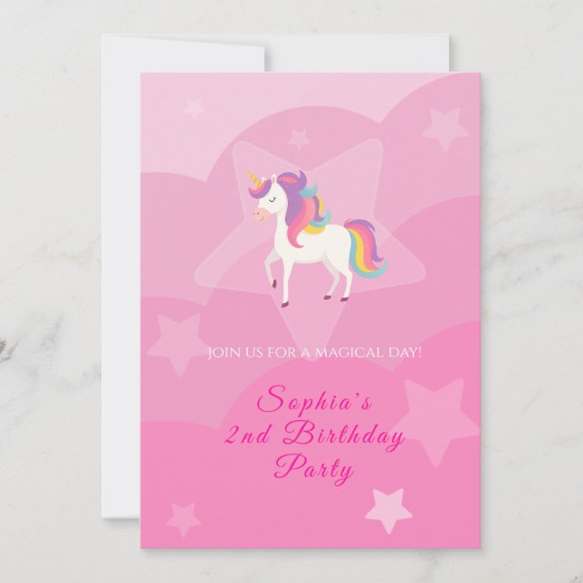 Convites  Lovely Unicorn Birthday Invitation (Frente)