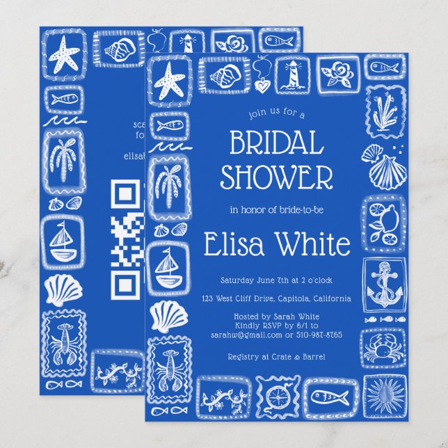 Convites LoveNotes do Chá de panela de QR PERSONALIZADO do  (Frente/Verso)