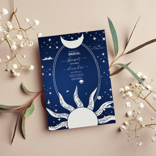 Convites Lua azul-mística e sol-prata (Criador carregado)