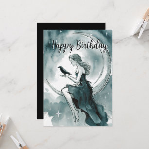 Convites Lua Celestial E Estrelas, Rapariga e Coroa Anivers