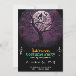 Convites Lua Cheia Assustadora e Pássaros Pretos no Hallowe