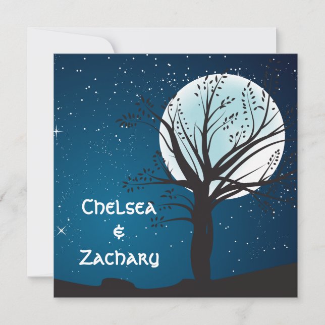 Convites Lua cheia e estrelas que Wedding (Frente)