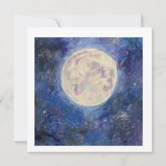 Convites Lua Cheia Noturna Céu Celestial Maureen Girard Uni (Frente)