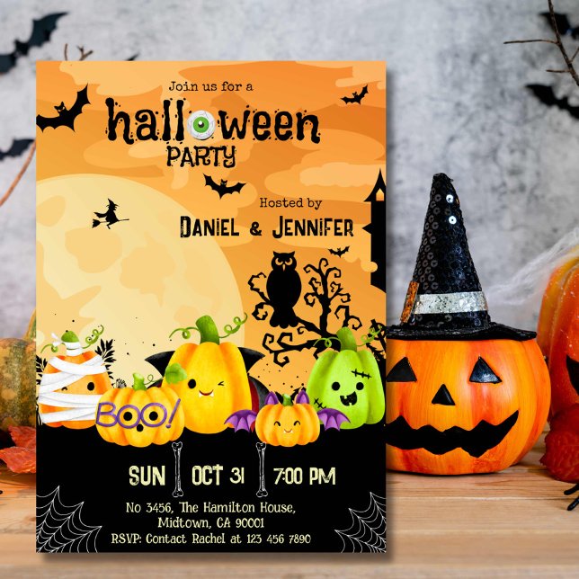 Convites Lua de caveira assustadora Jack-O-Lanterna Hallowe (Criador carregado)