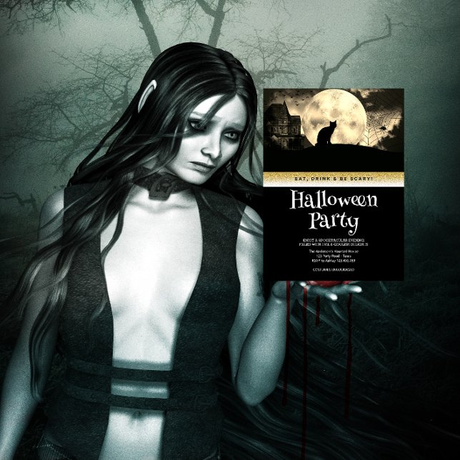 Convites Lua de Fantasia Gótica do Festa das Bruxas (Criador carregado)